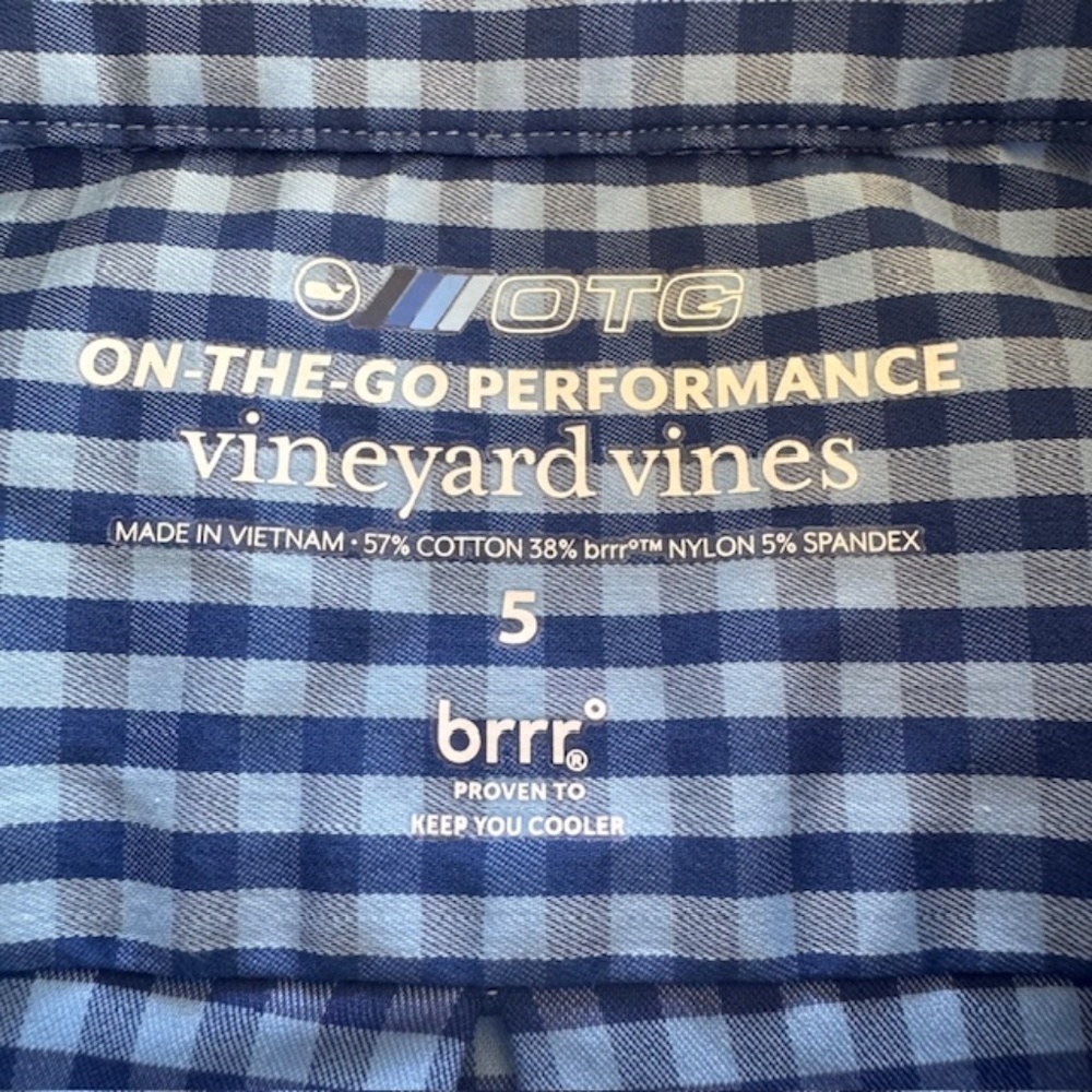 Vineyard Vines Blue Check Button Up Size 5 - Picture 3 of 7